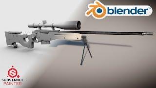 Blender Timelapse 1/2 Modeling: high poly Gun / Sniper (AWP / L96 / G22 ) | detailed 3D Model