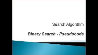 Binary Search Pseudocode