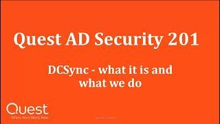 DCSync - what it is and what we do