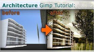 Post Production of 3D Architectural Rendering with Trees and People Entourage – Gimp Tutorial | B...