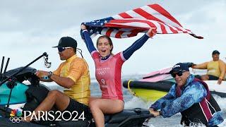 Caroline Marks surfs to gold for Team USA in a nail-biting gold medal match | Paris Olympics