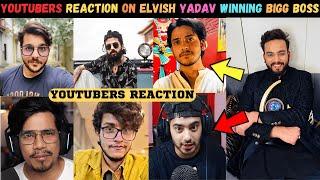 Youtubers Reaction on Elvish Yadav Winning Bigg Boss OTT 2 | Elvish Yadav Wins Bigg Boss | MrNeuz