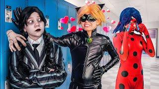 Wednesday Addams stole Ladybug's boyfriend! Wednesday and Cat Noir are now a couple!