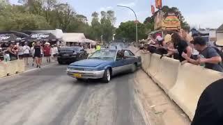 Inside Summernats blue vl turbo burnout