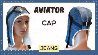 You can sew it too: Aviator hat from old jeans  (english subtitles)