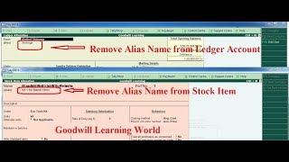 Tally TDL for Remove Alias Name from Ledger and Stock Item -Tally add on for Remove Alias Name