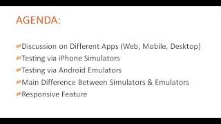 SQA Online - Emulators vs Simulators | ways of Mobile Testing | iPhone Simulator | Andy OS Emulator