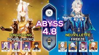 C6 Ningguang Double Pyro & C0 Neuvillette Freeze | Spiral Abyss 4.8 | Genshin Impact