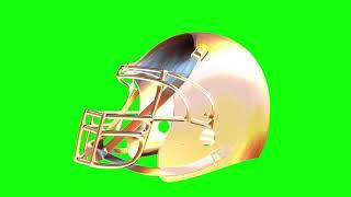 3d Football Helmet with flames, rotating and green screen for video projects