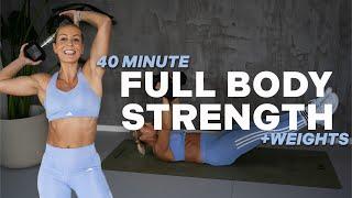 40 MIN FULL BODY STRENGTH | + Weights | NO Jumping | Muscle Building | 2 Circuits | With Repeat