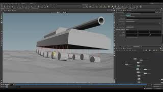 Houdini - very simple tank wheel setup using slider and spring constraints