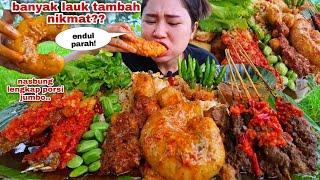 EATING, BEEF INTESTINE CURRY, CHICKEN SATYE, FISH SAMBAL, LALAPAN, RAW PETE CHILI,