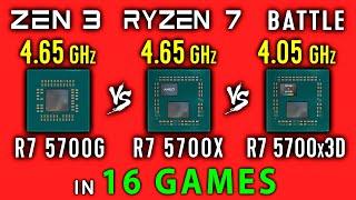 Ryzen 7 5700G vs Ryzen 7 5700X vs Ryzen 7 5700X3D - 16 Games | R7 5700G vs R7 5700X vs R7 5700x3D