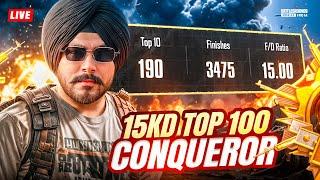 CONQUEROR TOP 1OO , 15 KD RUSH GAMEPLAY WITH OG SQUAD