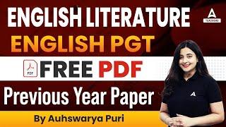 NVS PGT ENGLISH  PREVIOUS YEAR PAPER PDF | By Aishwarya Puri