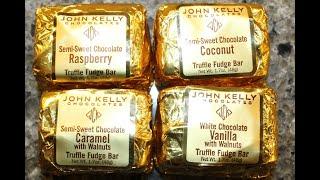John Kelly Chocolates Truffle Fudge Bar: Semi-Sweet Chocolate Raspberry/Coconut/Caramel, Vanilla