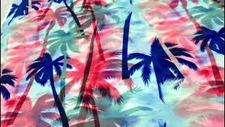 Hawaiian Tropical Palms Print Nylon Spandex Fabric 4 Way Stretch By Yard