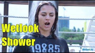 WETLOOK SHOWER GIRL | Wetlook Girl is getting wet FULLY CLOTHED!