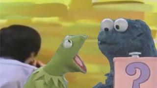cookie monster but every "cookie" is a man screaming at yellow paint