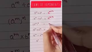 laws of exponents Formulas #Maths #YouTube short