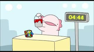 Аксолотль собирает кубик Рубика