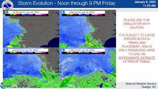 NWS Raleigh Winter Storm Update for central NC - 11:30 AM January 9, 2025