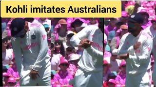 Virat kohli imitates sandpaper scandal | Kohli vs Australian crowd | Kohli attitude status |indvdaus