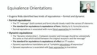 Equivalence Orientations or Types in Translation