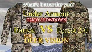 Under Armour Barren Vs Under Armour Forest 2.0. Compare hunting camo w simulated deer vision.