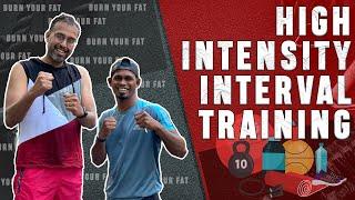 Dr. Santhosh Jacob goes through High intensity interval training with coach Mathi.