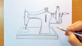 how to draw a sewing machine step by step || tailoring machine drawing || सिलाई मशीन का चित्र