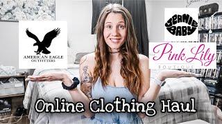 ONLINE CLOTHING HAUL + TRY ON | PINK LILY BOUTIQUE | AMERICAN EAGLE | JEANIE BABY