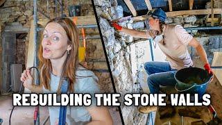 The most scared I've been rebuilding the old stone cottage - Fixing the stone walls.