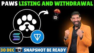 PAWS Airdrop Snapshot |  Paws AirDrop Distribution | Paws AirDrop Withdrawal | Paws wallet connect