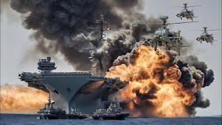 Today, Iranian Ka-52 helicopters destroyed a US aircraft carrier carrying 100 fighter jets in the Re