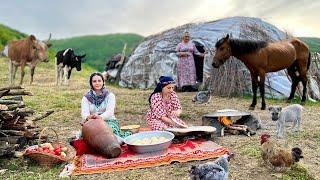 استكشاف نمط الحياة البدوية في إيران: حلب الأبقار وصنع الزبدة في الأراضي العشبية