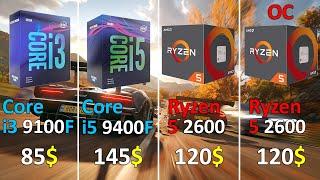 Core i3 9100F vs Core i5 9400F vs Ryzen 5 2600 Stock and OC - Test in 10 Games