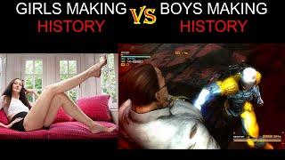 Girls making history (longest legs) vs boys making history (NANOMACHINES SON!)