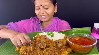 BIGBITES,EATING RICE WITH SPICY  MUTTON CURRY।।HUGE RICE।।