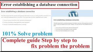 How to Fix the Error Establishing a Database Connection in wordpress website in hindi
