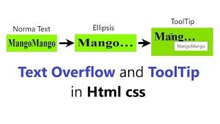 Text Overflow and ToolTip in HTML CSS || ellipsis || ToolTip || whitespace nowrap || overflow hidden