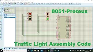 traffic lights with 8051/89c51 microcontroller in proteus using assembly language in keil