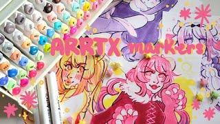 ﾐ Arrtx Alcohol Markers + Marker Paper Review - plus let's draw some cute Dragon Maid characters!!