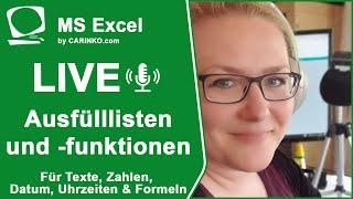 Indra Kohl Live - Microsoft Excel - Ausfülllisten und Ausfüllfunktionen - carinko.com