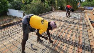 Amazing Roof Reinforcement!-House slab Techniques of Bars installation with Concrete Construction