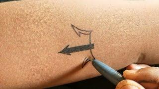 How to diy beautiful arrow tattoo with pen at home