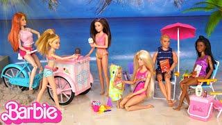 Barbie Doll Family Summer Routine Beach Ocean Adventure