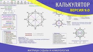 Калькулятор по методу Зеркальная Матрица Судьбы и Нео нумерология (духовная нумерология) - версия 9.