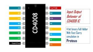 4 Bit Binary Full Adder (CD4008) Input-Output Simulation in Proteus || Binary Addition With Adder.