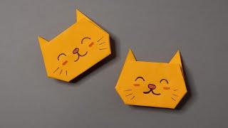 Простой оригами котик за 2 минуты! Легкое оригами из бумаги без клея  Easy Origami Cat